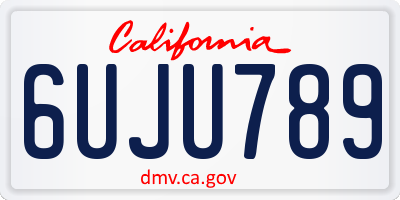 CA license plate 6UJU789