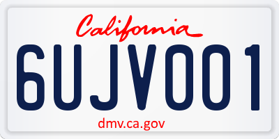 CA license plate 6UJV001