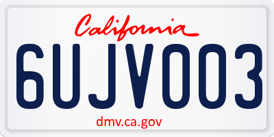CA license plate 6UJV003