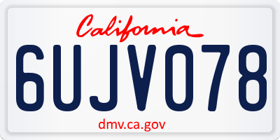 CA license plate 6UJV078