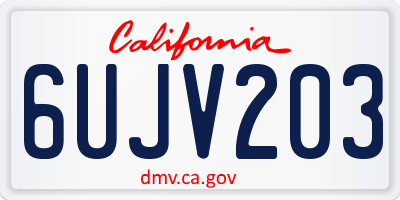 CA license plate 6UJV203