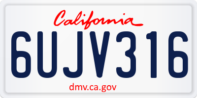 CA license plate 6UJV316