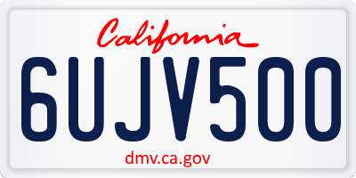 CA license plate 6UJV500