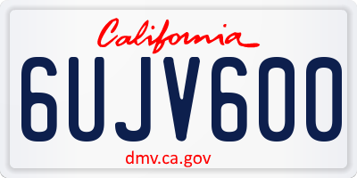 CA license plate 6UJV600