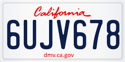 CA license plate 6UJV678