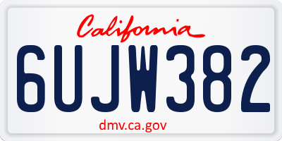 CA license plate 6UJW382