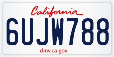 CA license plate 6UJW788