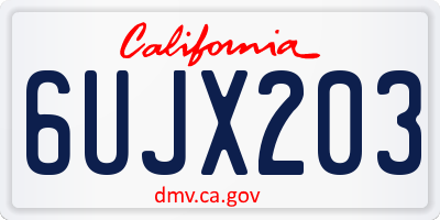 CA license plate 6UJX203