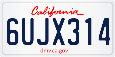 CA license plate 6UJX314