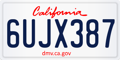 CA license plate 6UJX387
