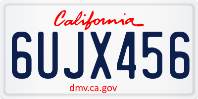 CA license plate 6UJX456