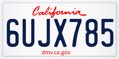 CA license plate 6UJX785