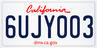 CA license plate 6UJY003
