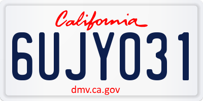 CA license plate 6UJY031
