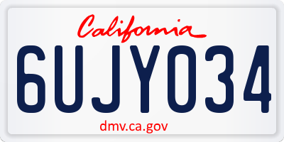 CA license plate 6UJY034