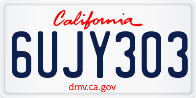 CA license plate 6UJY303