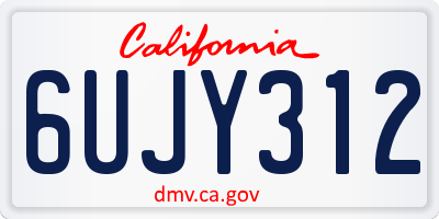 CA license plate 6UJY312