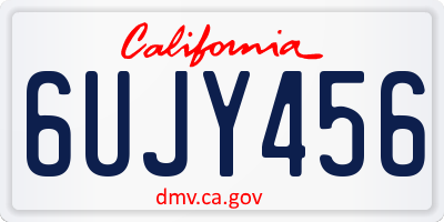 CA license plate 6UJY456