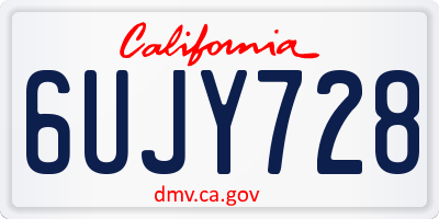 CA license plate 6UJY728