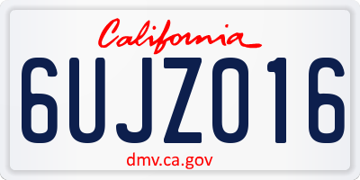CA license plate 6UJZ016