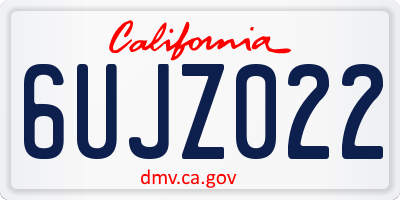 CA license plate 6UJZ022