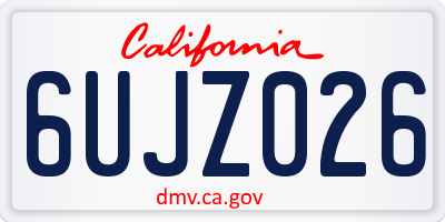 CA license plate 6UJZ026