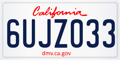 CA license plate 6UJZ033