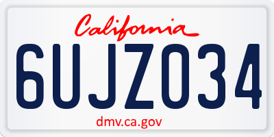 CA license plate 6UJZ034