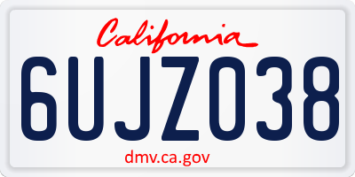 CA license plate 6UJZ038