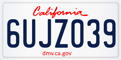 CA license plate 6UJZ039