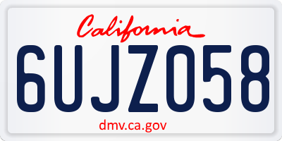CA license plate 6UJZ058