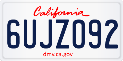 CA license plate 6UJZ092