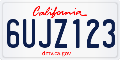 CA license plate 6UJZ123