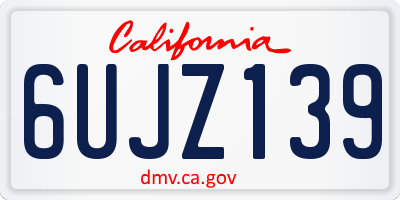 CA license plate 6UJZ139