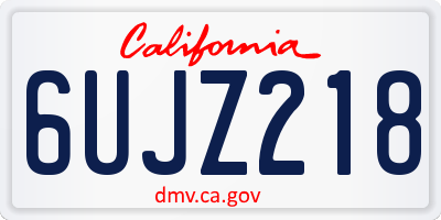 CA license plate 6UJZ218