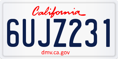 CA license plate 6UJZ231