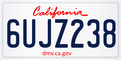CA license plate 6UJZ238