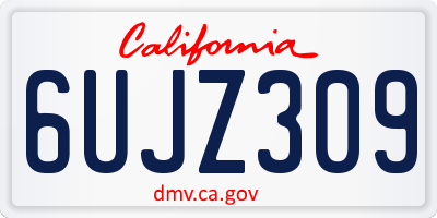 CA license plate 6UJZ309
