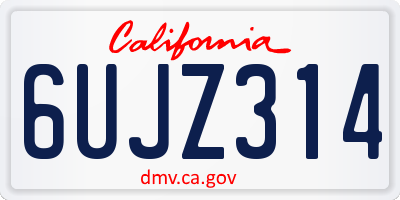 CA license plate 6UJZ314