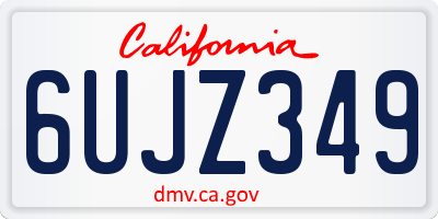 CA license plate 6UJZ349
