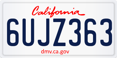 CA license plate 6UJZ363