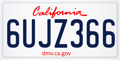 CA license plate 6UJZ366