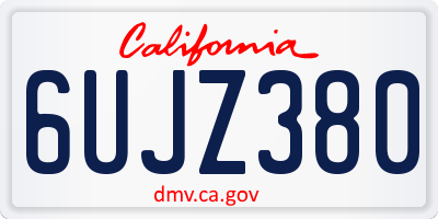 CA license plate 6UJZ380