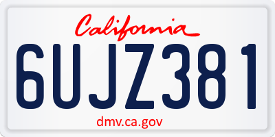 CA license plate 6UJZ381