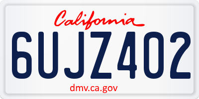 CA license plate 6UJZ402