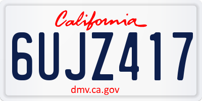CA license plate 6UJZ417