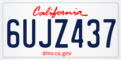CA license plate 6UJZ437