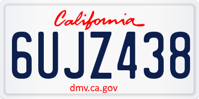CA license plate 6UJZ438