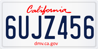 CA license plate 6UJZ456