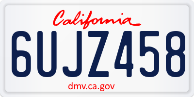 CA license plate 6UJZ458